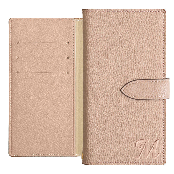 Vegan Leather Basic Initial Notebook Case (with Belt) for iPhone Series
