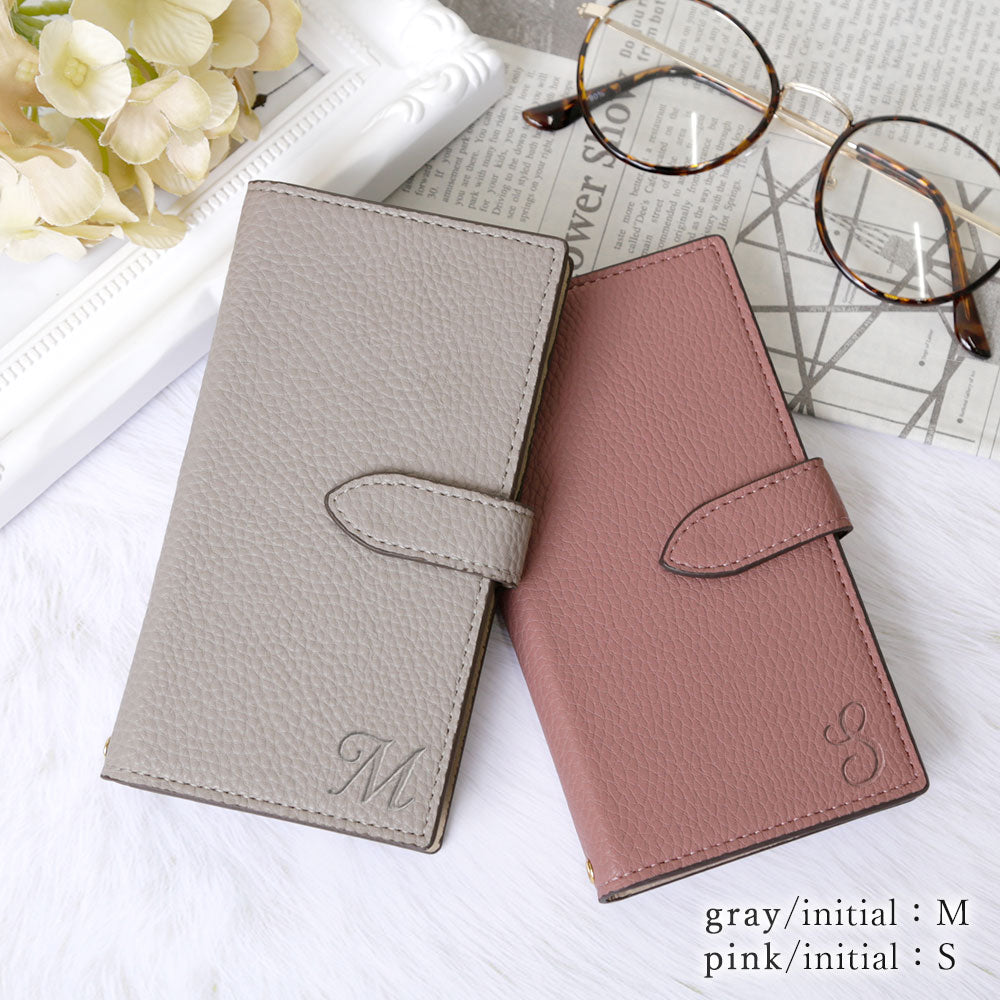 Vegan Leather Basic Initial Notebook Case (with Belt) AQUOS Series