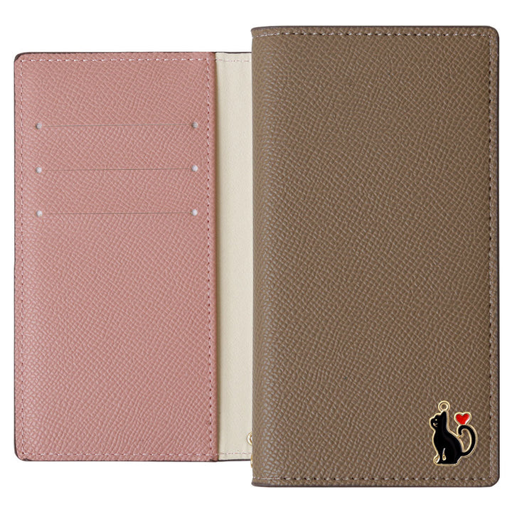 Vegan leather bicolor stand function heart cat deco notebook-style case AQUOS series