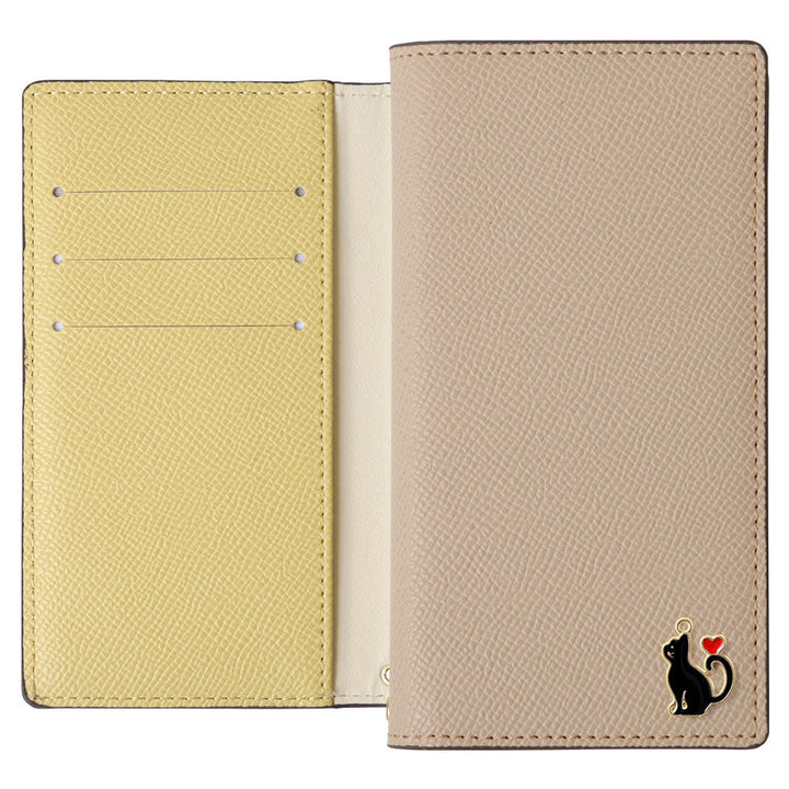 Vegan leather bicolor stand function heart cat deco notebook-style case AQUOS series