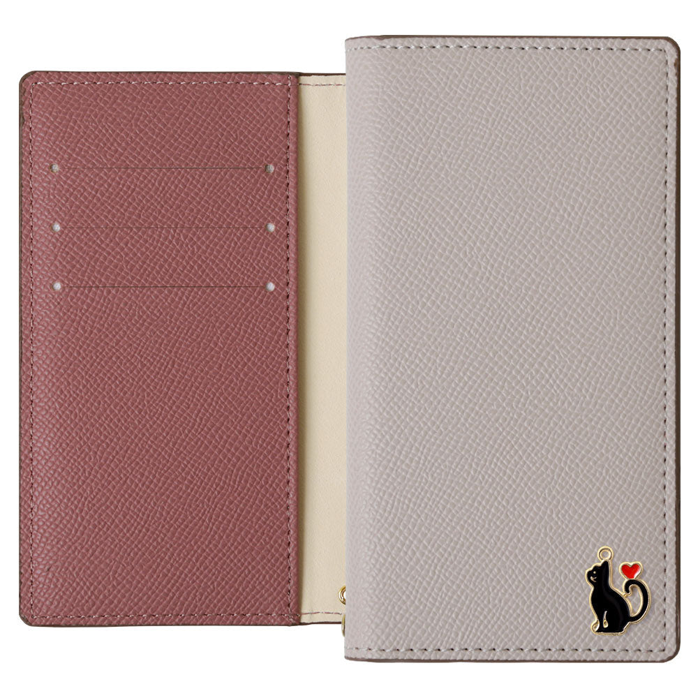 Vegan leather bicolor stand function heart cat deco notebook-style case AQUOS series