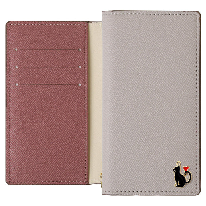Vegan leather bicolor stand function heart cat deco notebook-style case AQUOS series