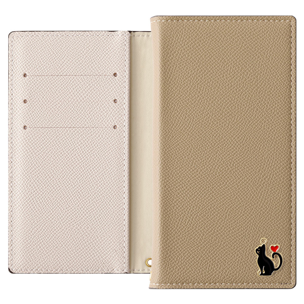 Vegan leather bicolor stand function heart cat deco notebook-style case AQUOS series