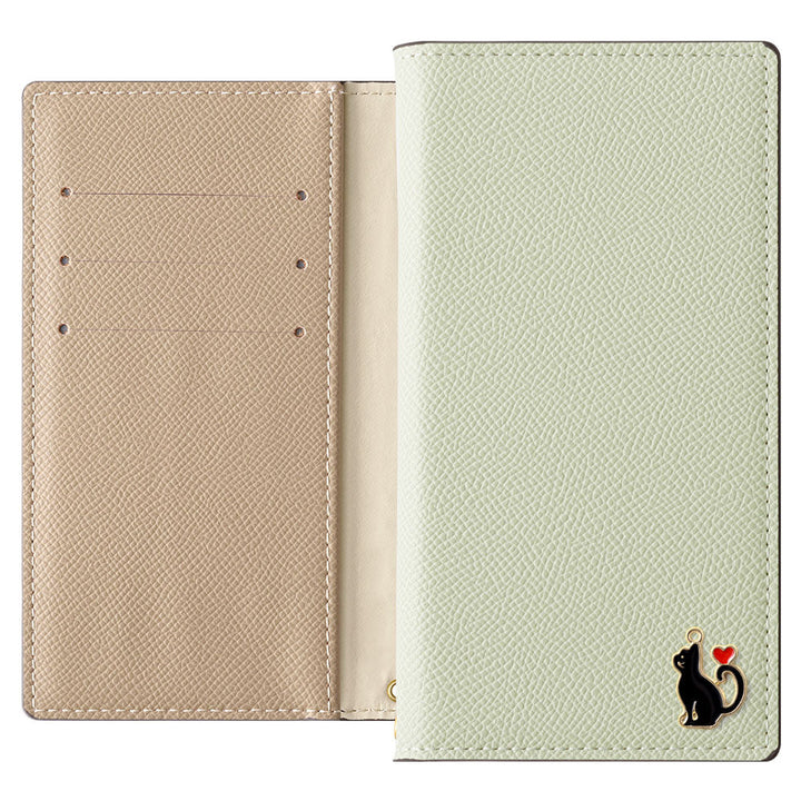 Vegan leather bicolor stand function heart cat deco notebook-style case AQUOS series