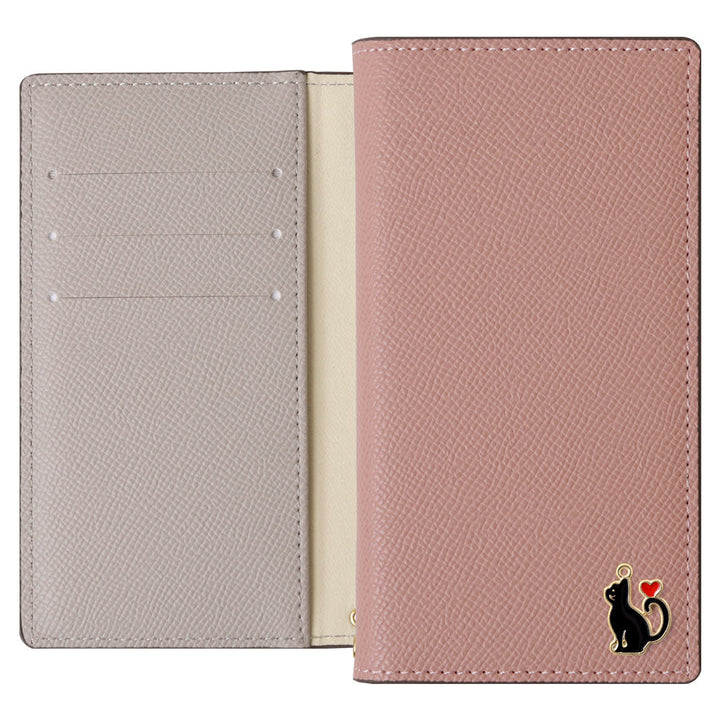 Vegan leather bicolor stand function heart cat deco notebook-style case AQUOS series