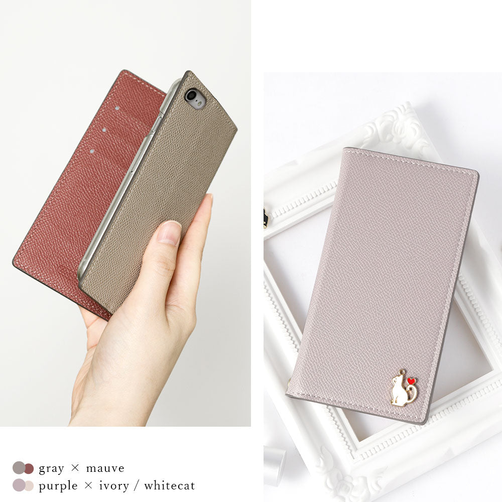 Vegan leather bicolor stand function heart cat deco wallet case Google Pixel series