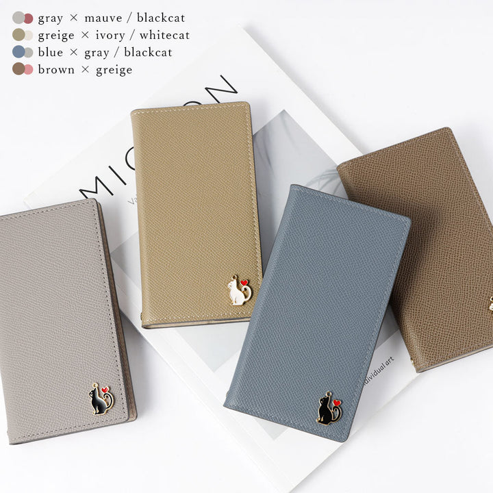 Vegan leather bicolor stand function heart cat deco wallet case Google Pixel series