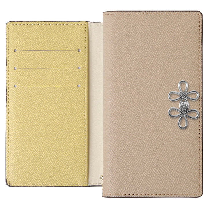 ヴィーガンレザー バイカラー スタンド機能 チャイナリボン 手帳型ケース