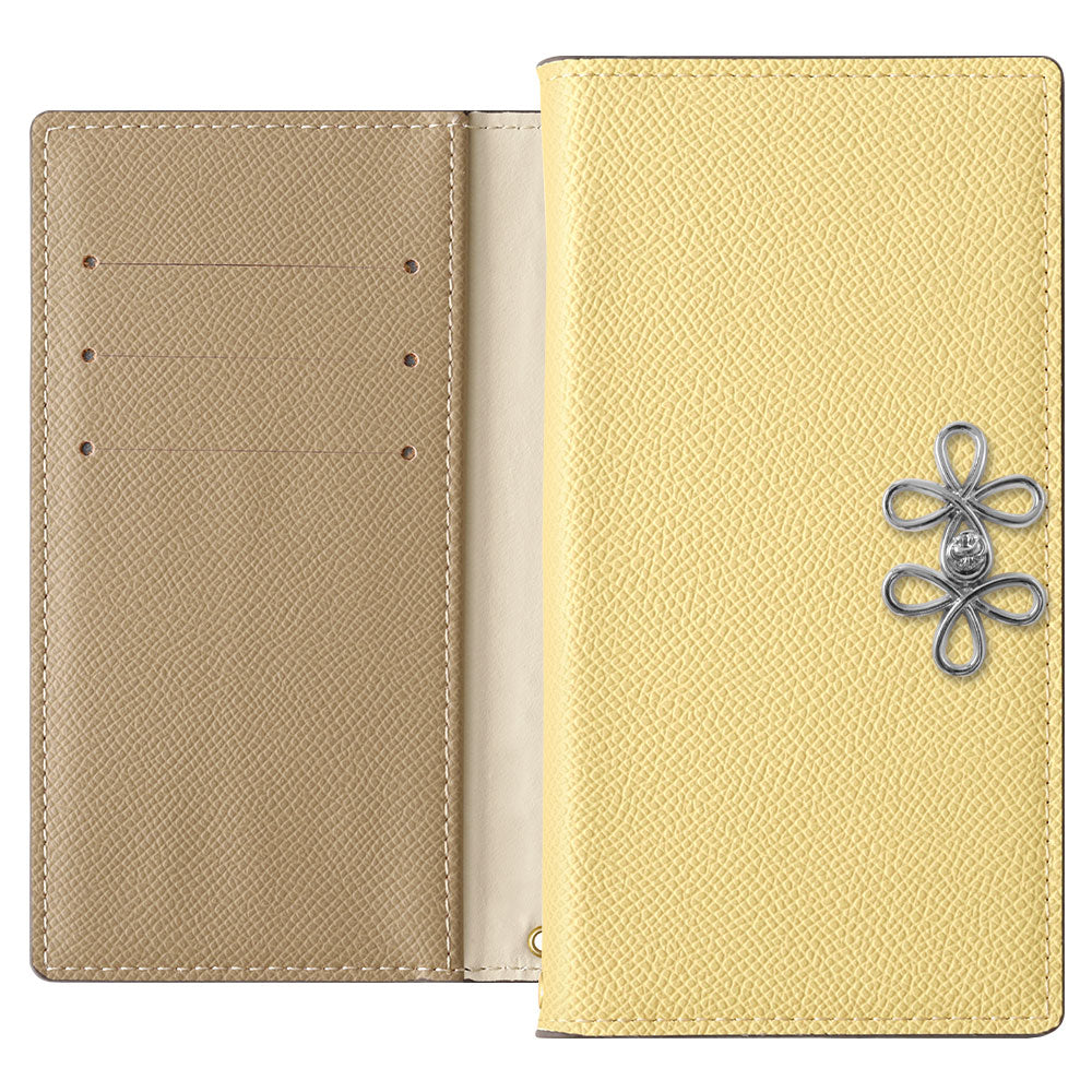 ヴィーガンレザー バイカラー スタンド機能 チャイナリボン 手帳型ケース