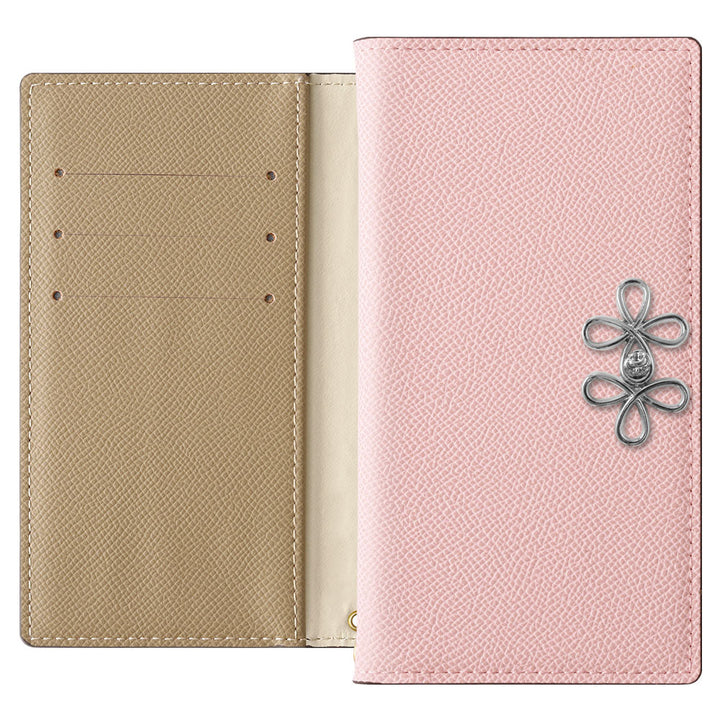 ヴィーガンレザー バイカラー スタンド機能 チャイナリボン 手帳型ケース