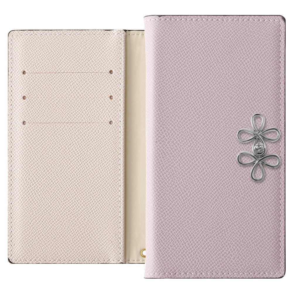 ヴィーガンレザー バイカラー スタンド機能 チャイナリボン 手帳型ケース