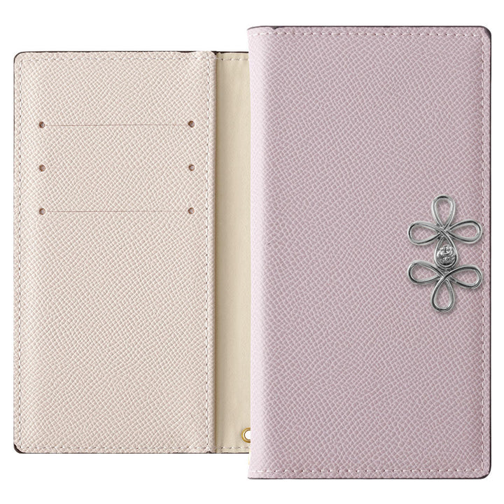 ヴィーガンレザー バイカラー スタンド機能 チャイナリボン 手帳型ケース