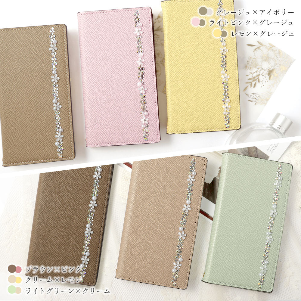 Vegan Leather Bicolor Stand Function Flower Line Deco Wallet Case for iPhone Series