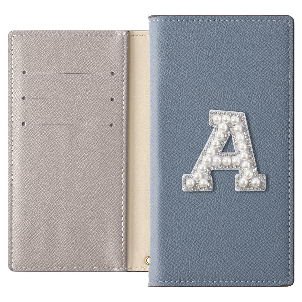 ヴィーガンレザー バイカラー スタンド機能 イニシャルデコ 手帳型ケース