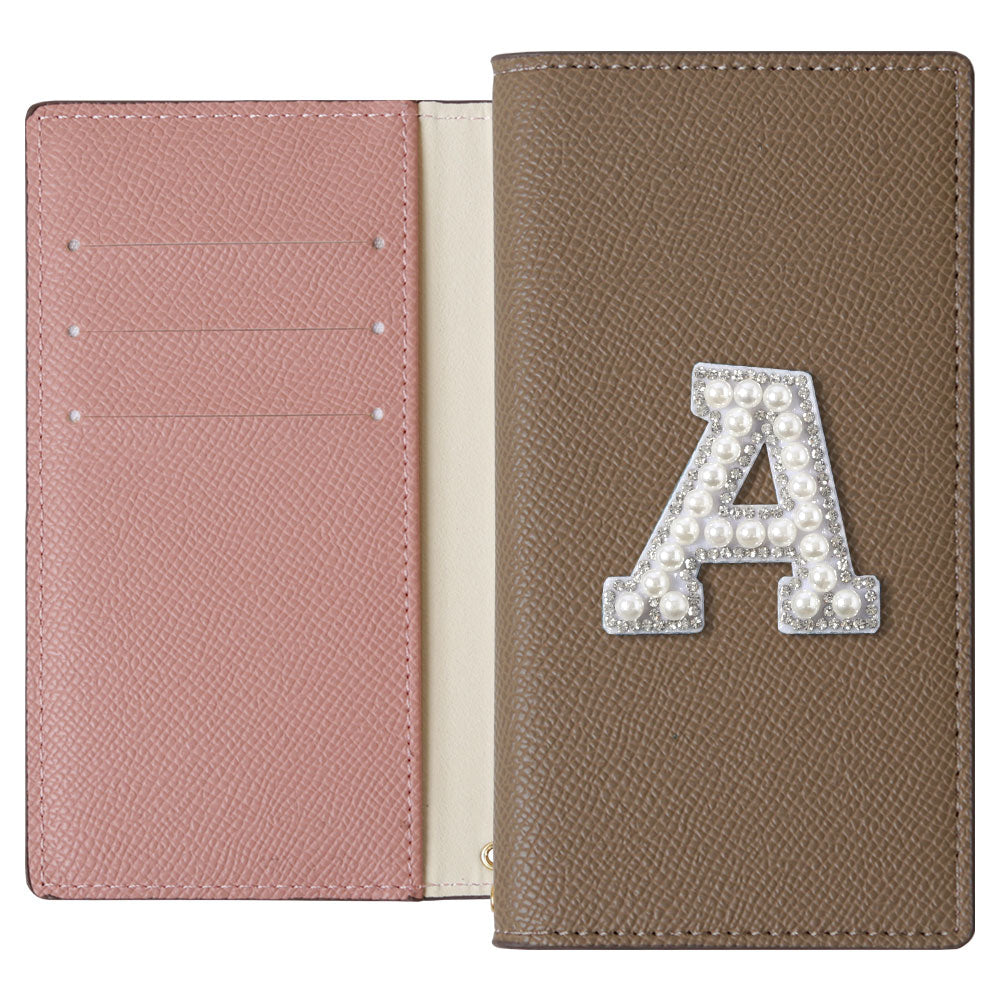 ヴィーガンレザー バイカラー スタンド機能 イニシャルデコ 手帳型ケース