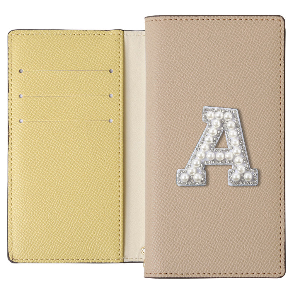 ヴィーガンレザー バイカラー スタンド機能 イニシャルデコ 手帳型ケース