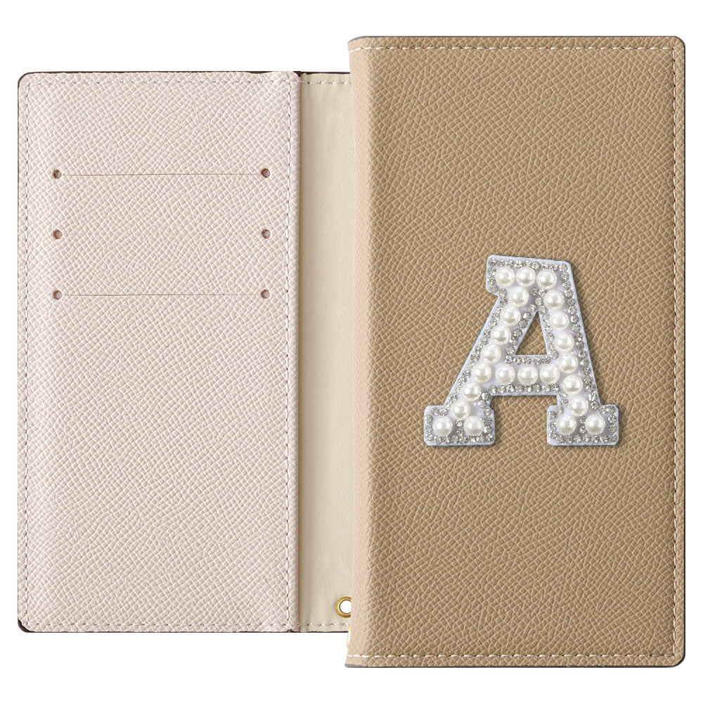 ヴィーガンレザー バイカラー スタンド機能 イニシャルデコ 手帳型ケース