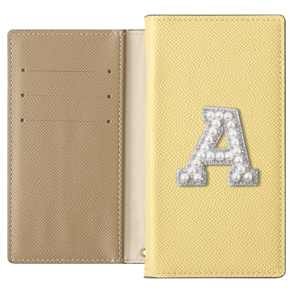 ヴィーガンレザー バイカラー スタンド機能 イニシャルデコ 手帳型ケース