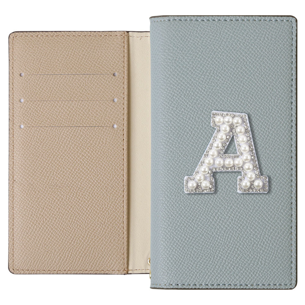 ヴィーガンレザー バイカラー スタンド機能 イニシャルデコ 手帳型ケース