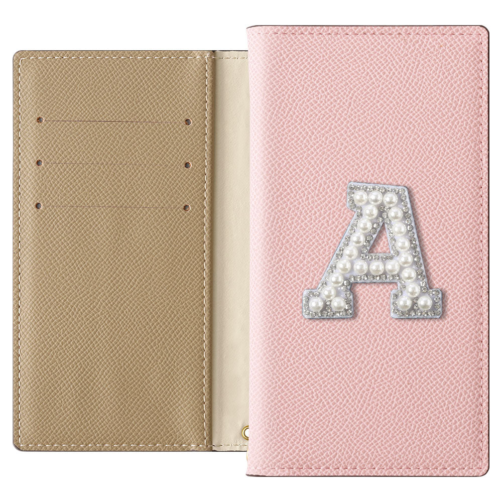 ヴィーガンレザー バイカラー スタンド機能 イニシャルデコ 手帳型ケース