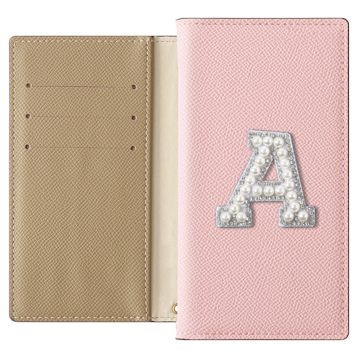 ヴィーガンレザー バイカラー スタンド機能 イニシャルデコ 手帳型ケース