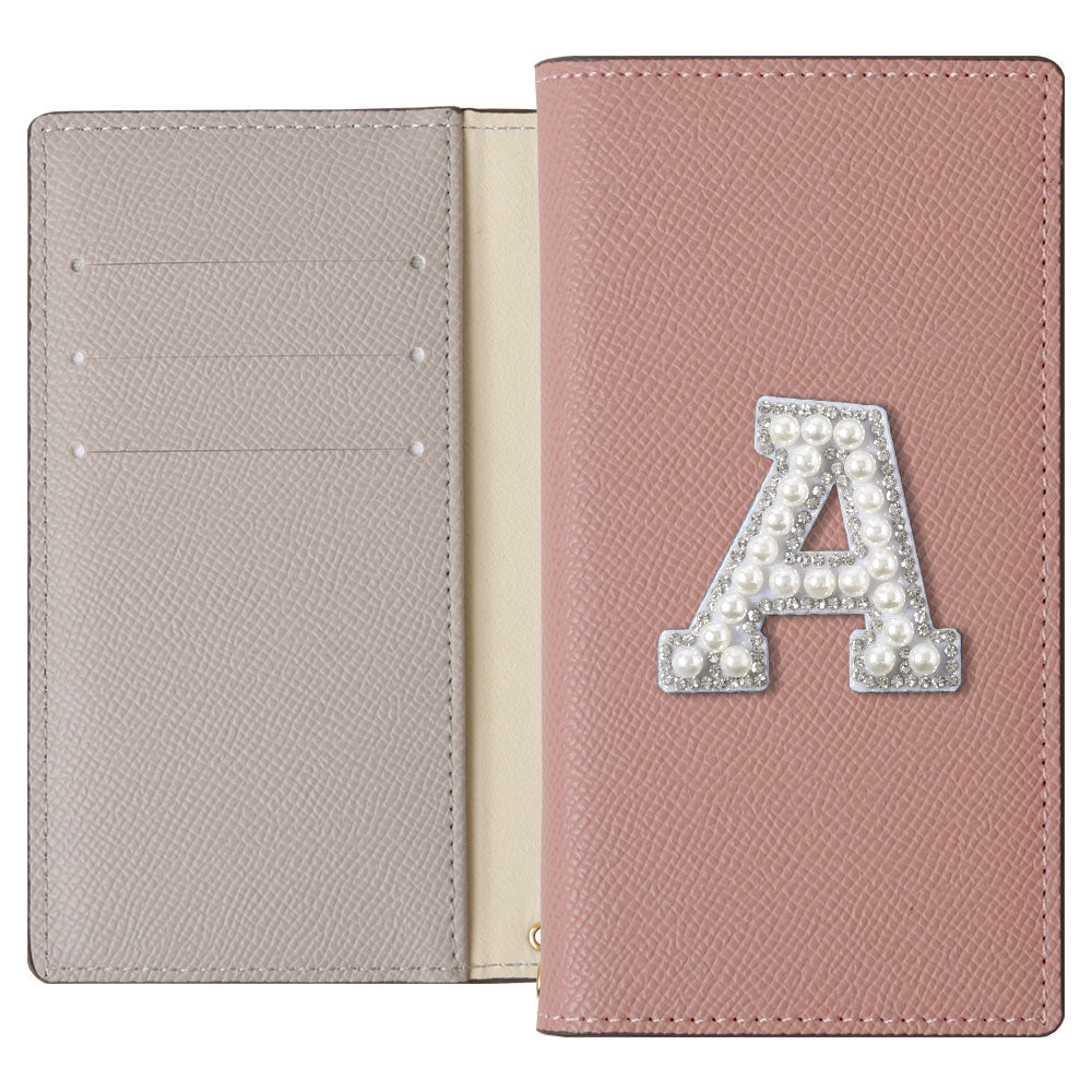 ヴィーガンレザー バイカラー スタンド機能 イニシャルデコ 手帳型ケース