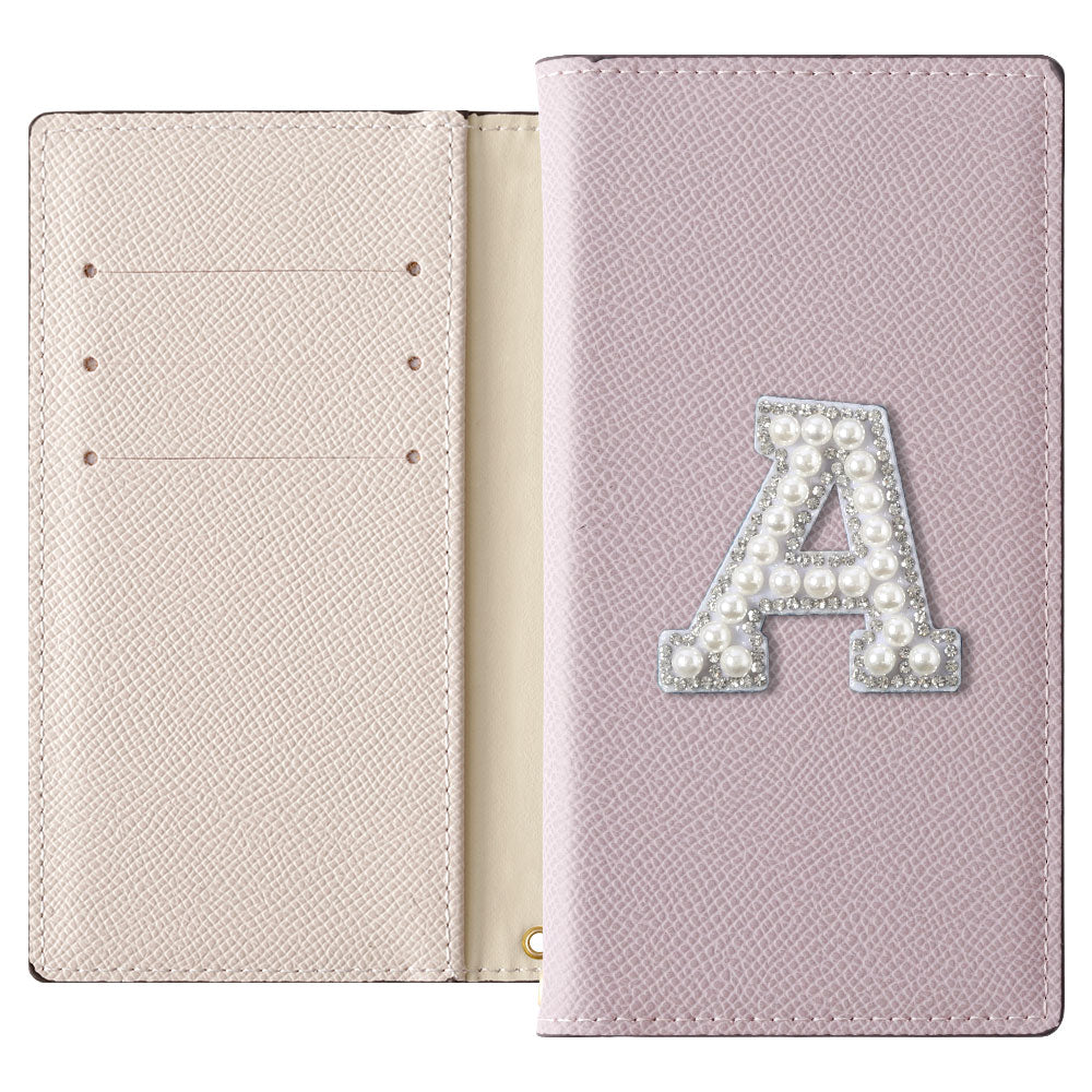 ヴィーガンレザー バイカラー スタンド機能 イニシャルデコ 手帳型ケース