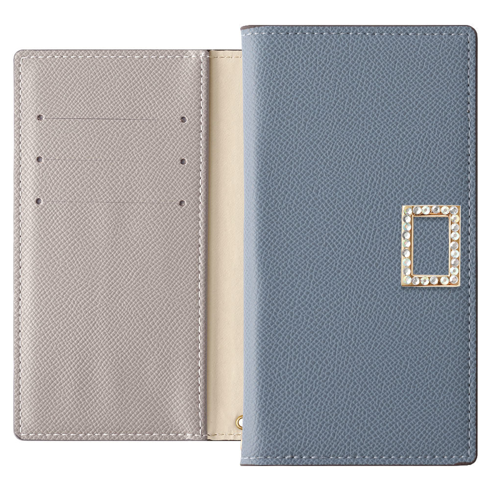 Vegan leather bicolor stand function stone square deco notebook-style case