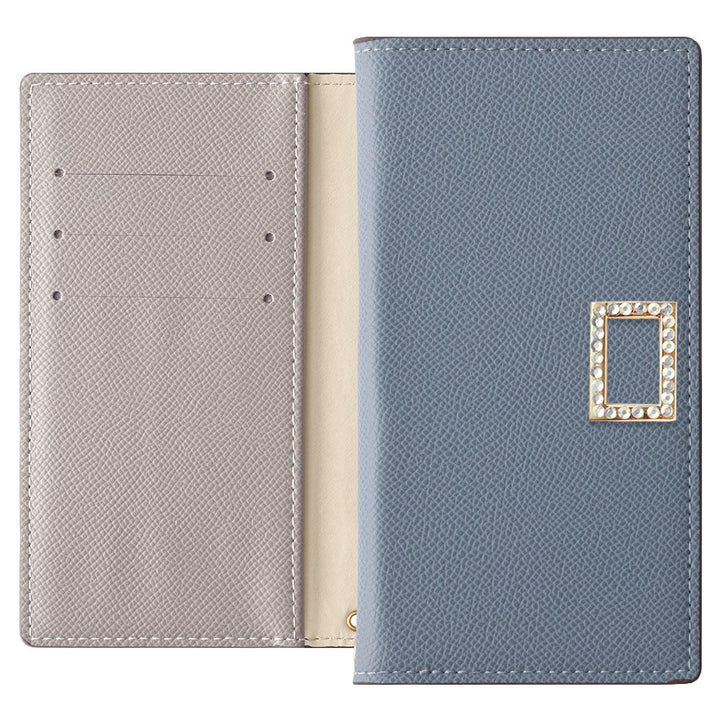 Vegan leather bicolor stand function stone square deco wallet case Galaxy series