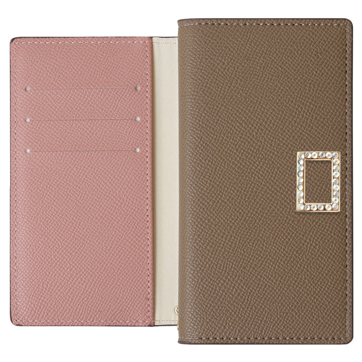 Vegan leather bicolor stand function stone square deco notebook-style case