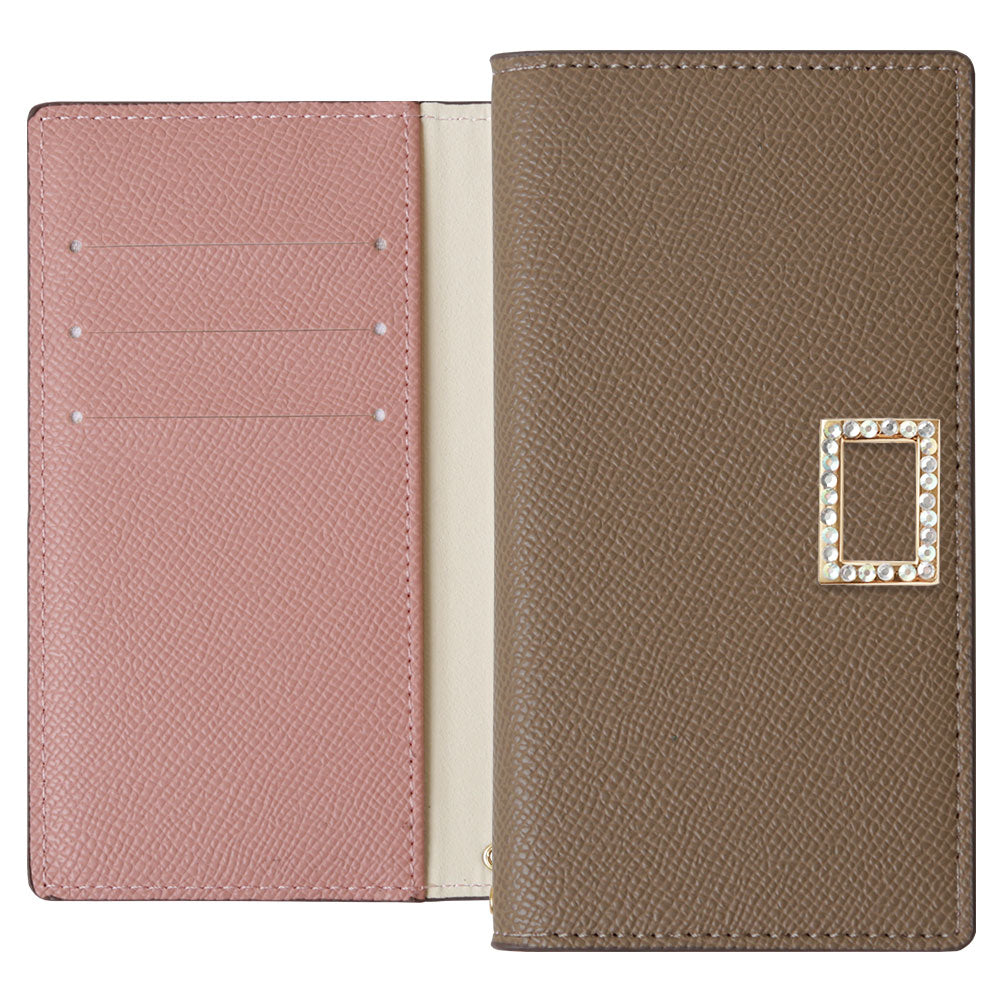 Vegan leather bicolor stand function stone square deco wallet case Galaxy series