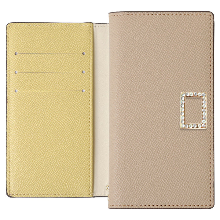 Vegan leather bicolor stand function stone square deco notebook-style case