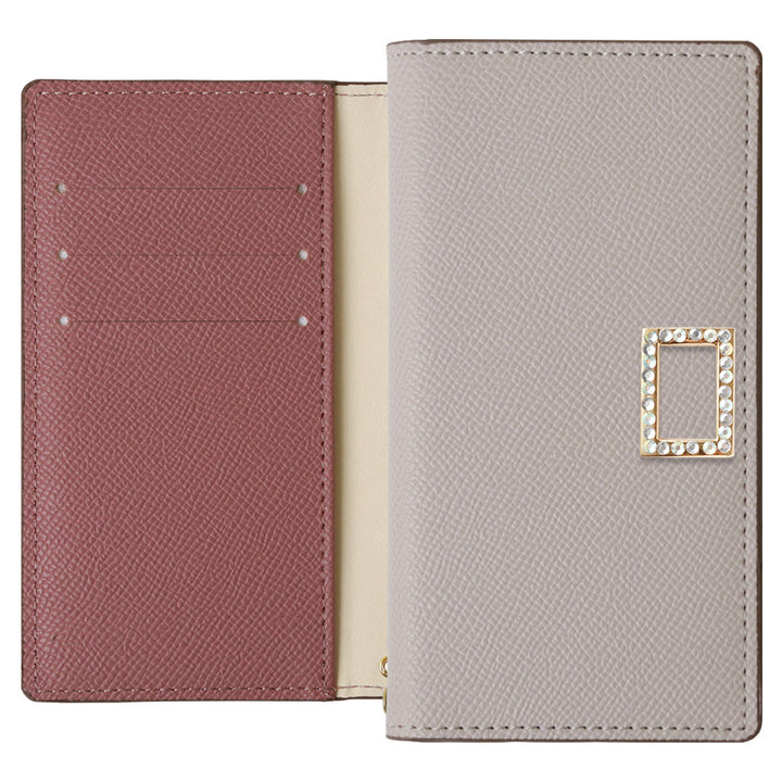 Vegan leather bicolor stand function stone square deco notebook-style case