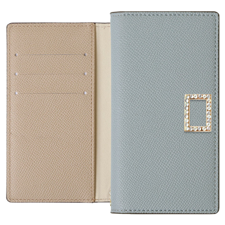 Vegan leather bicolor stand function stone square deco wallet case Galaxy series