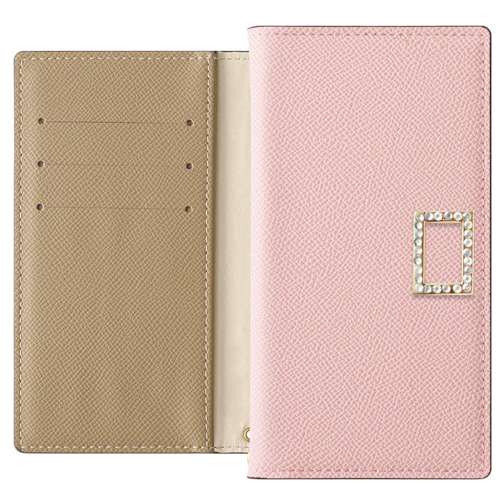 Étui portefeuille bicolore en cuir végan avec fonction support et décoration carrée en pierre pour la série Xperia