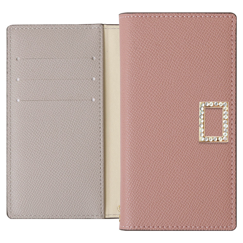 Vegan leather bicolor stand function stone square deco wallet case Galaxy series