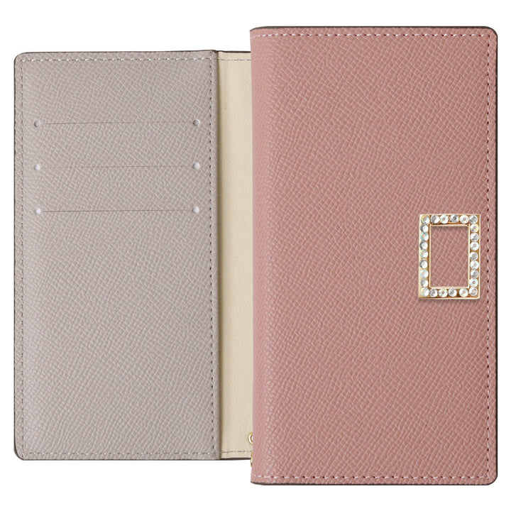 Vegan leather bicolor stand function stone square deco wallet case Galaxy series