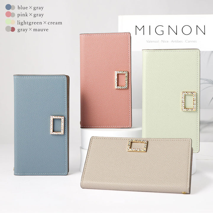 Vegan leather bicolor stand function stone square deco notebook-style case