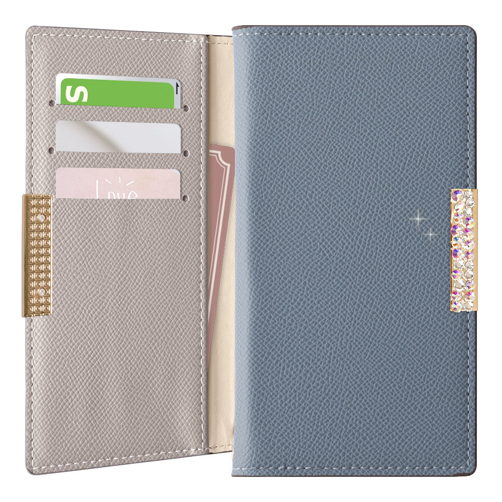 Vegan leather bicolor stand function stone frame deco folio case for iPhone series