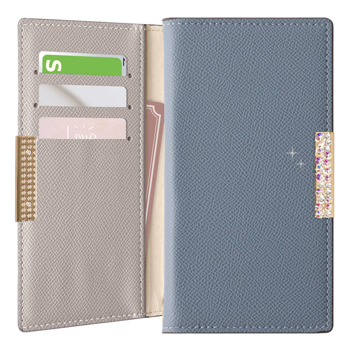 Vegan leather bicolor stand function stone frame deco folio case for iPhone series