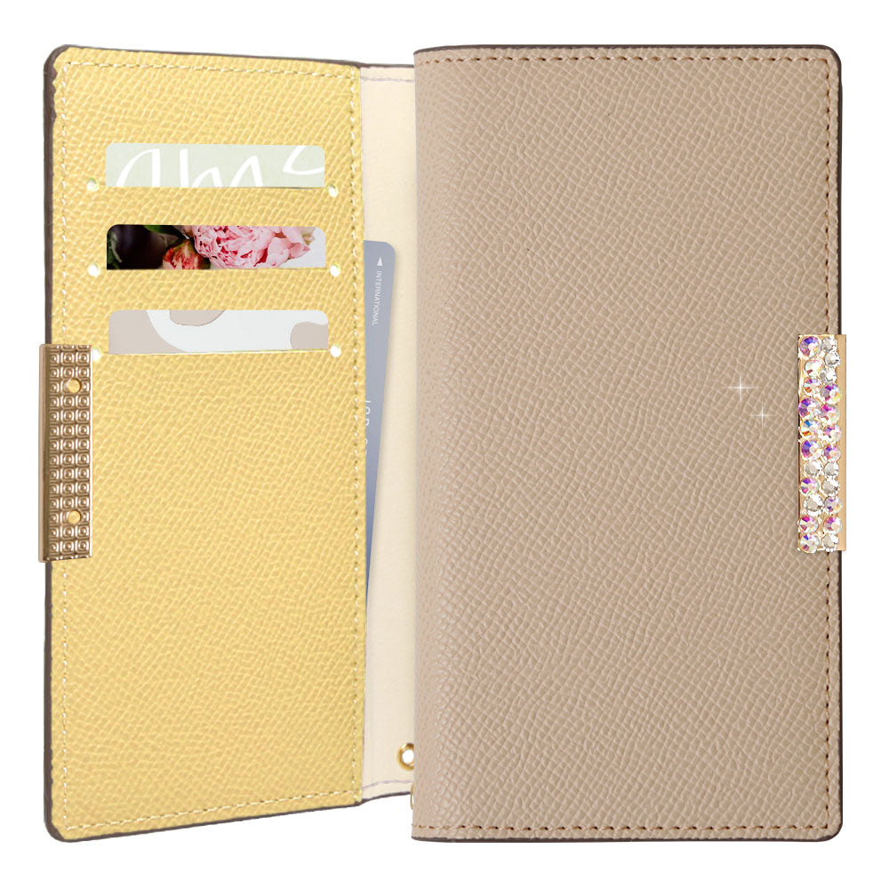 Vegan leather bicolor stand function stone frame deco folio case for iPhone series