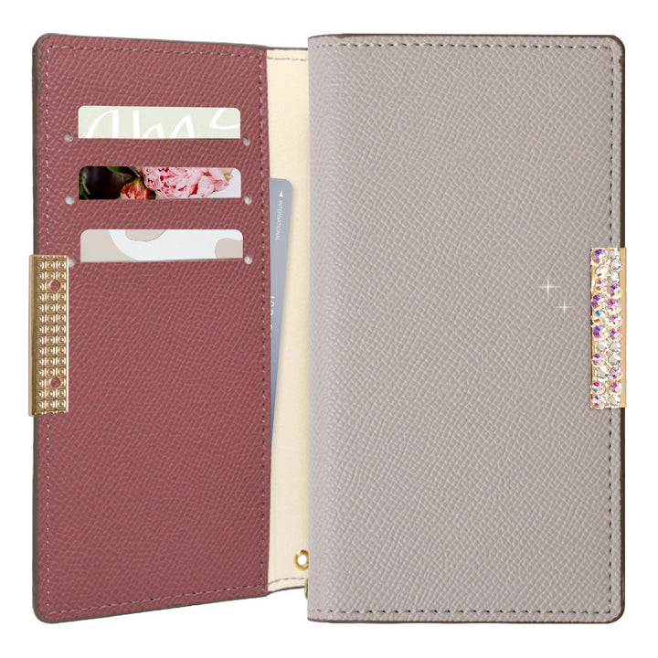 Vegan leather bicolor stand function stone frame deco wallet case for Google Pixel series