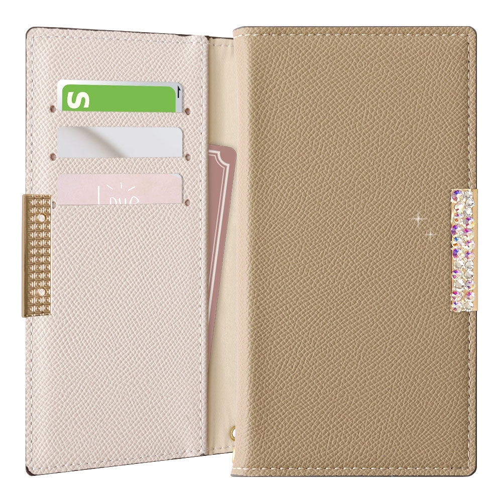 Vegan leather bicolor stand function stone frame deco folio case for iPhone series