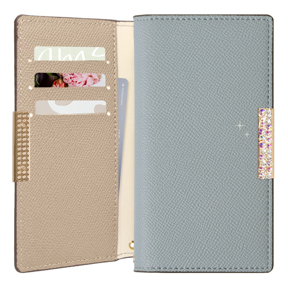 Vegan leather bicolor stand function stone frame deco folio case for iPhone series