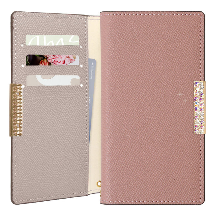 Vegan leather bicolor stand function stone frame deco wallet case for Google Pixel series