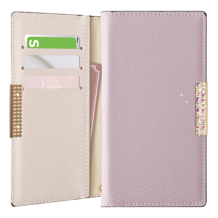 Vegan leather bicolor stand function stone frame deco folio case for iPhone series