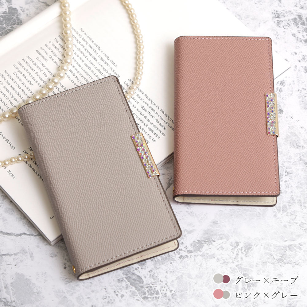 Vegan leather bicolor stand function stone frame deco folio case for iPhone series