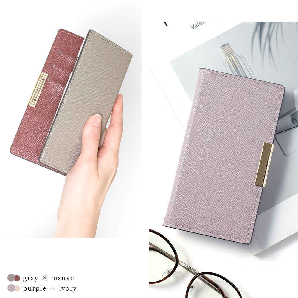 Vegan leather bicolor stand function frame deco notebook-style case Xperia series