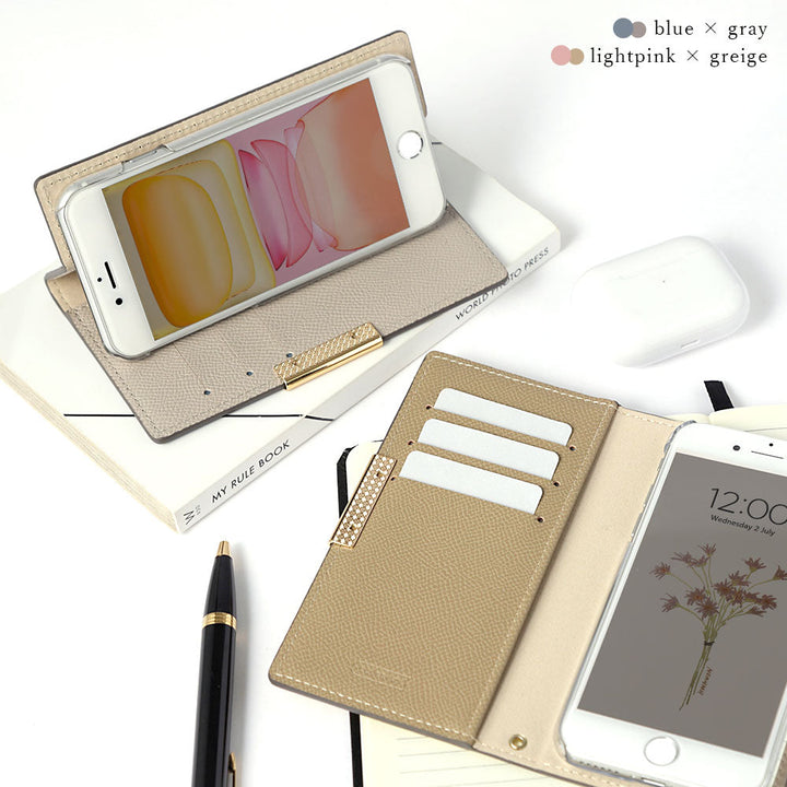 Vegan leather bicolor stand function frame deco notebook-style case AQUOS series