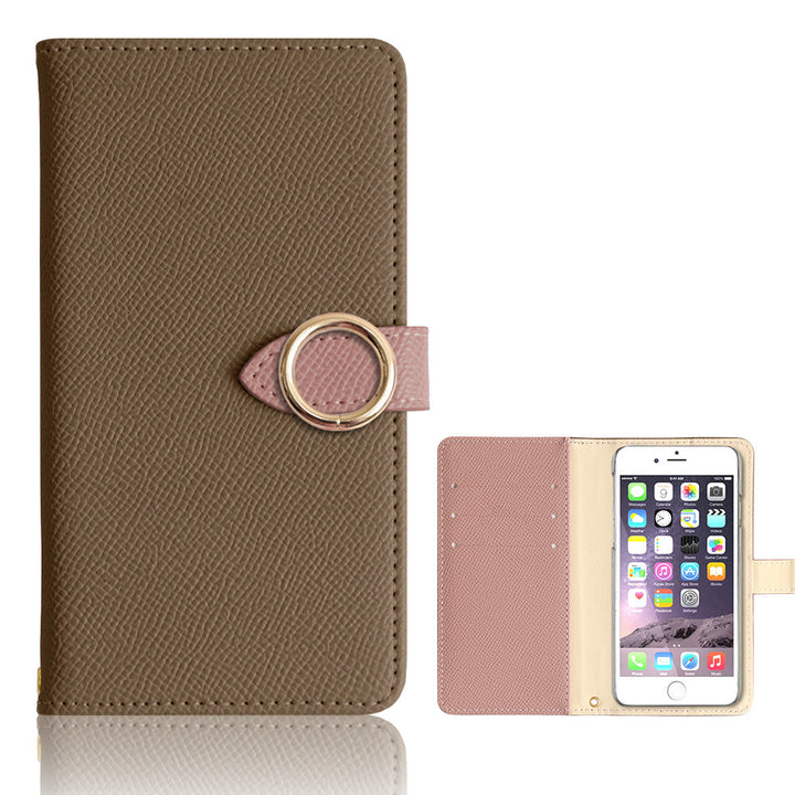 Vegan Leather Bicolor Gold Ring Stand Function Wallet Case (with Belt) AQUOS Series